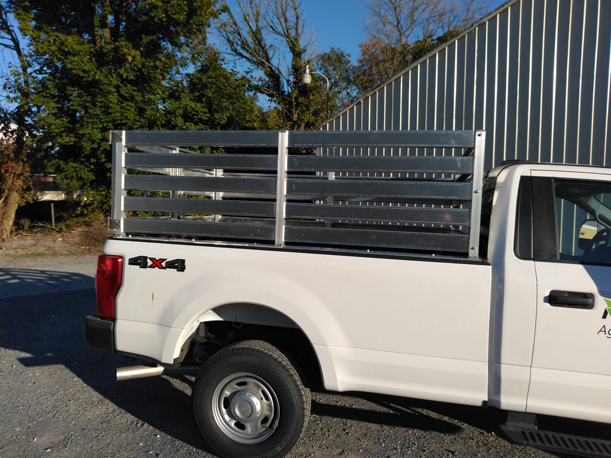 Work truck with aluminum stake sides